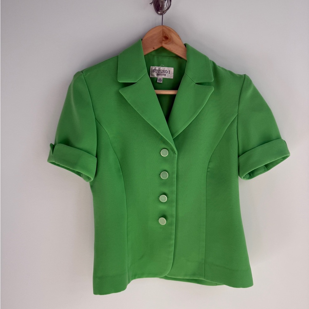 Vintage ladies blazer shirt button up lime - Picture 3 of 5